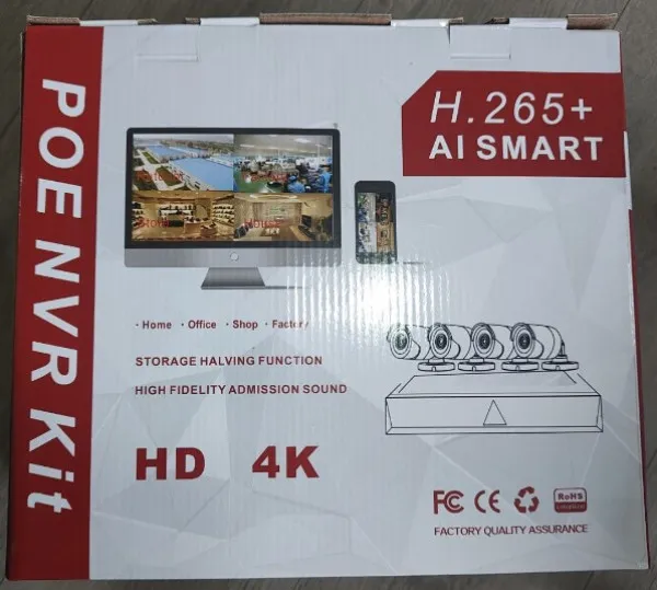 GEMBIRD CAM-IP5MP-POEKIThi4W HI EASY GMB kamera 5 mpix set full color IP 4 kamere POE NVR sa mikr Slika 1