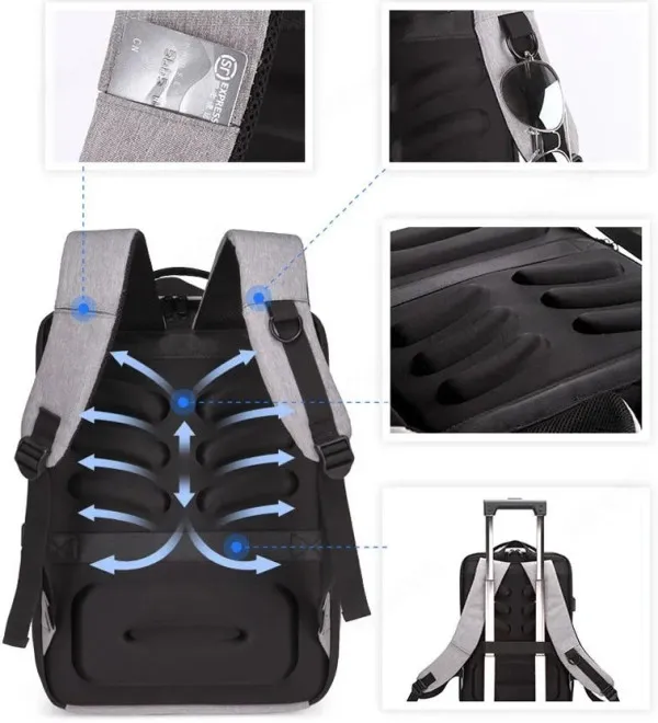 NCC-15-KLB022 Gembird Ranac za laptop 15,6inc 42x30x12cm, USB konektor, brava za zakljucavanje, 800g Slika 5