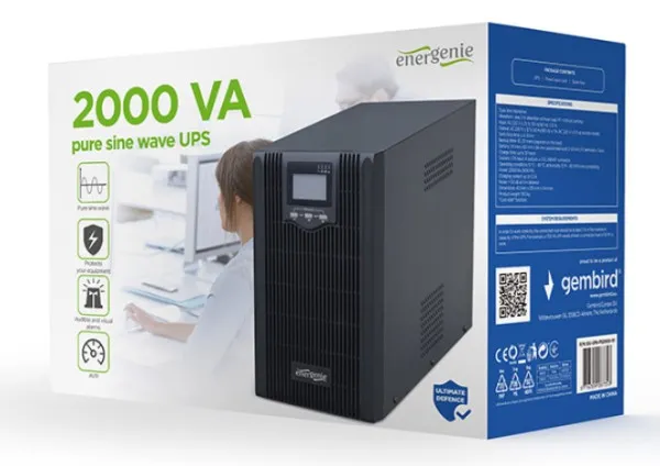 EG-UPS-PS2000-01 Gembird UPS sa stabilizatorom 2000VA (1600W) pure sine wave, LCD, USB, black Slika 2