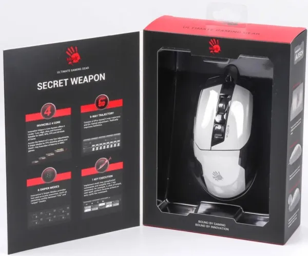 A4 TECH A4-W70 MAX PANDA WHITE A4Tech Bloody RGB Gejmerski opricki mis, 2000Hz/100-10.000 Dpi, USB 126mm Slika 6