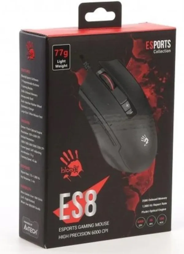 A4 TECH A4-ES8 A4-ES8 A4Tech Bloody Gejmerski opt. mis, 1000Hz/1000-6000Dpi, Black USB 124mm Slika 4
