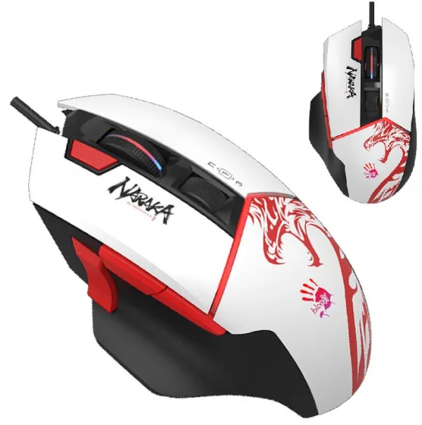 A4 TECH A4-W95 ULTRA NARAKA Bloody RGB Gejmerski mis, 2000Hz/100-20.000 DPI, White USB 135mm Slika 1