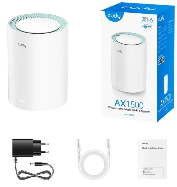Cudy SET WR1500 AX1500 Dual Band 2.4+5Ghz MESH  Ruter + M1500 1-pack AX1500 Dual Band MESH Slika 5