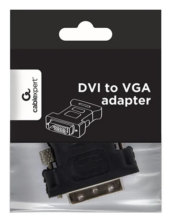A-DVI-VGA-BK Gembird Adapter DVI-I 24+5-pin male to VGA 15-pin HD (3 rows) female, black DVI-I Slika 2