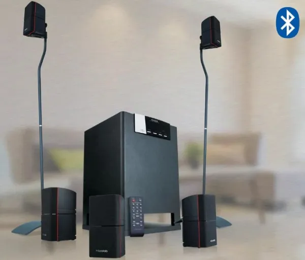 Microlab X15BT Aktivni drveni zvucnici 5.1 sistem 170W RMS (90W+2*16W) 3,5mm, Bluetooth, optical,mic Slika 1