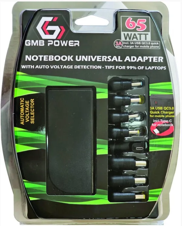 NPA-AC7D **Gembird univerzalni laptop punjac AC 65W sa Tip-C + QC3.0 mob. brzi punjac 3A, auto(1393) Slika 3
