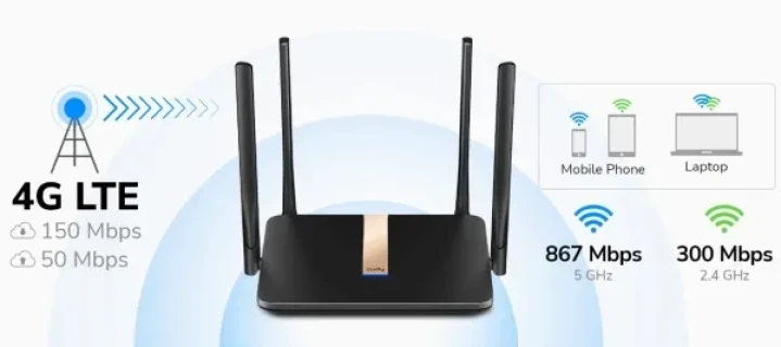 Cudy LT500D 4G LTE AC1200 Dual Band MESH Wi-Fi Router CPE 4+5Ghz, 1W/4L 10/100, 4x Antena detachable Slika 3