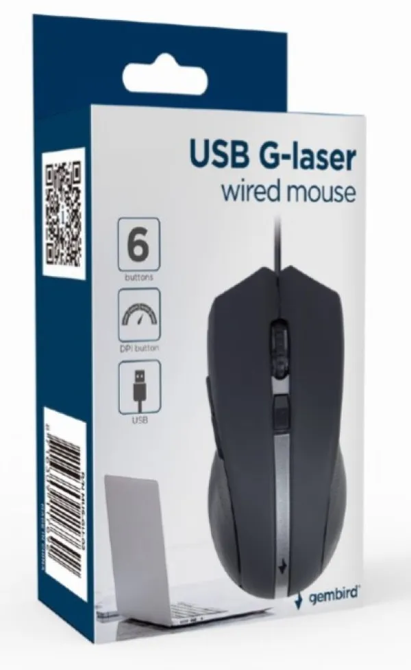 MUS-GU-02 Gembird G-laser mis USB 800-2400Dpi black, 118mm fok Slika 3