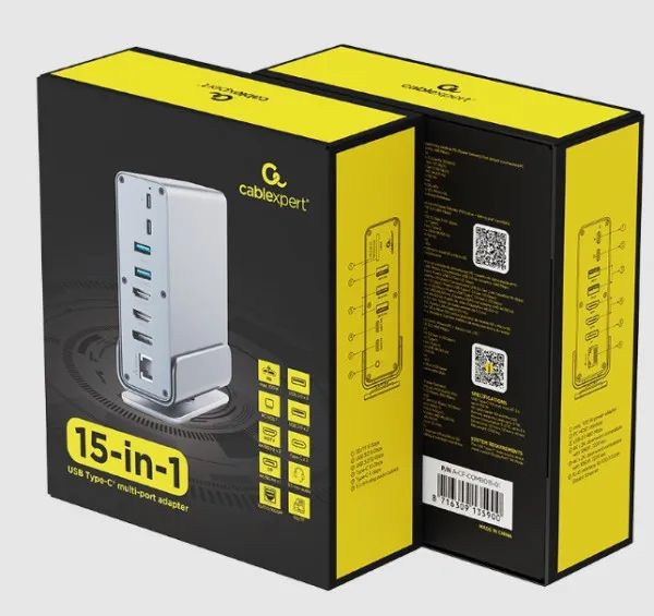 A-CF-COMBO15-01 Gembird USB Type-CF 15-in-1 multi-port adapter (USB hub, Type-CF, HDMI, DP, LAN,3,5) Slika 2