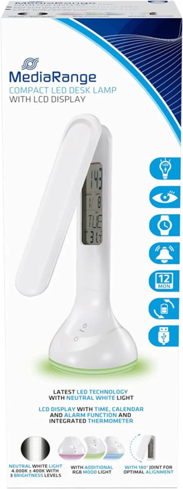 LED STONA LAMPA COMPACT LED DESK LAMP,BELA, MROS502 USB MEDIARANGE GERMANY Slika 2