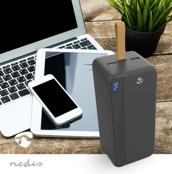 NEDIS PBKPD20W325BK Powerbank, 30000mAh, 1xUSB-C, 2xUSB-A, PD3.0 20W, Lithium-Polymer, Display Slika 9