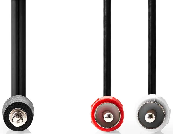 NEDIS CAGB22200BK15, Stereo audio kabl, 3,5 mm muški, 2x RCA muški, Niklovani, 1,50 m, Crni Slika 3