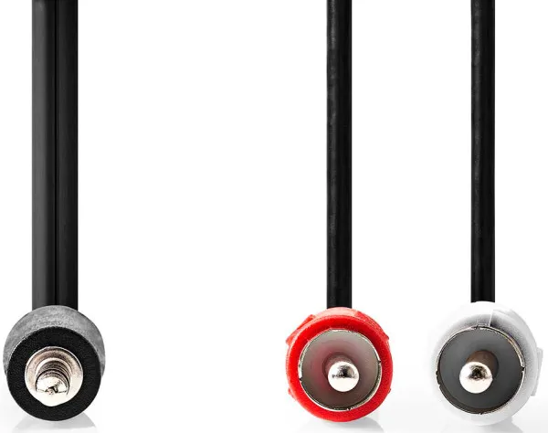 NEDIS CAGB22200BK20, Stereo audio kabl, 3,5 mm muški, 2x RCA muški, Niklovani, 2,00 m, Crni Slika 3