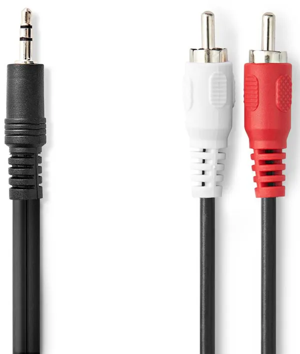 NEDIS CAGL22200BK15, Stereo audio kabl 3,5 mm muški, 2x RCA muški, Niklovani, 1,50 m, Crni Slika 2