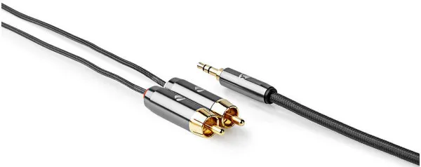 NEDIS CATB22200GY50, Stereo audio kabl, 3,5 mm muški, 2x RCA muški, Pozlaceni, 5,00 m, Okrugli, Sivo-metal Slika 2