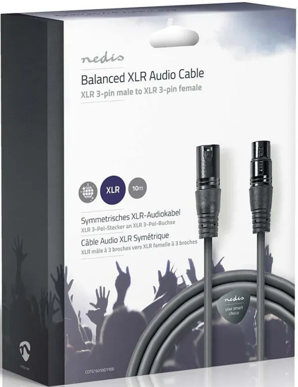 NEDIS COTG15010GY100, Balansirani audio kabl, XLR 3-pinski muški, XLR 3-pinski ženski, Niklovani, 10,0 m, Slika 5