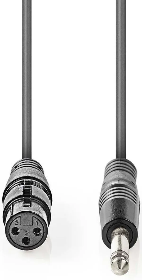 NEDIS COTG15120GY100, Nebalansirani audio kabl, XLR 3-pinski ženski, 6,35 mm muški, Niklovani, 10,0 m, PVC Slika 3