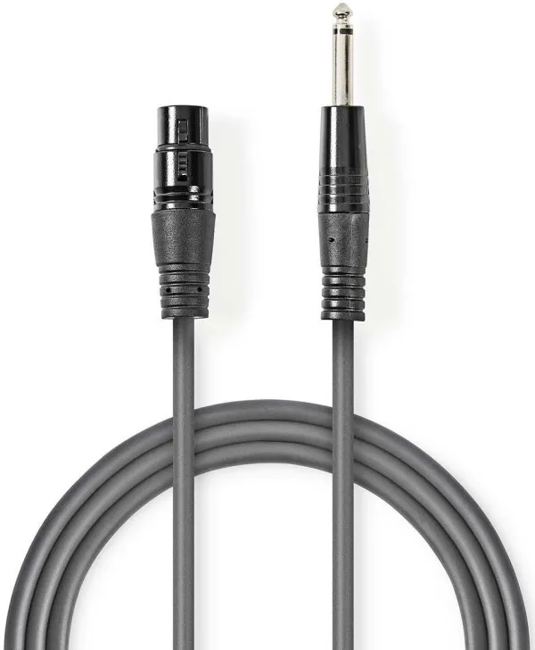 NEDIS COTG15120GY100, Nebalansirani audio kabl, XLR 3-pinski ženski, 6,35 mm muški, Niklovani, 10,0 m, PVC Slika 4