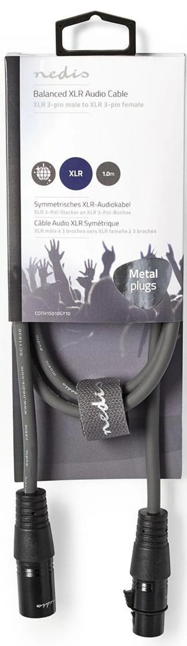 NEDIS COTH15010GY10, Balansirani audio kabl, XLR 3-pinski muški, XLR 3-pinski ženski, Niklovani, 1,00 m Slika 2