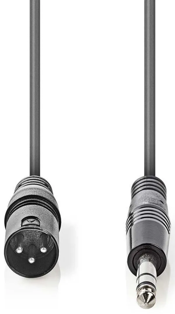 NEDIS COTH15100GY15, Balansirani audio kabl, XLR 3-pinski muški, 6,35 mm muški, Niklovani, 1,50 m, PVC Slika 2