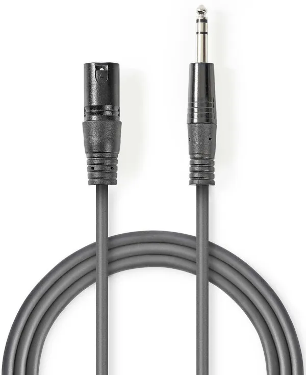 NEDIS COTH15100GY30, Balansirani audio kabl, XLR 3-pinski muški, 6,35 mm muški, Niklovani, 3,00 m, PVC Slika 3