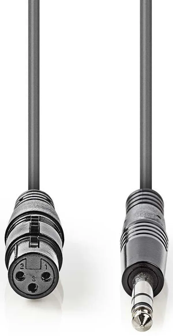 NEDIS COTH15110GY15, Balansirani audio kabl, XLR 3-pinski ženski, 6,35 mm muški, Niklovani, 1,50 m, PVC Slika 2