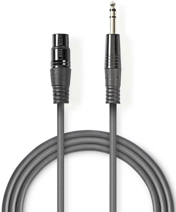 NEDIS COTH15110GY15, Balansirani audio kabl, XLR 3-pinski ženski, 6,35 mm muški, Niklovani, 1,50 m, PVC Slika 3