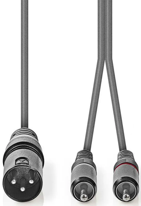 NEDIS COTH15200GY15, Balansirani audio kabl, XLR 3-pinski muški, 2x RCA muški, Niklovani, 1,50 m, PVC Slika 3