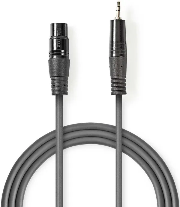 NEDIS COTH15300GY15, Balansirani audio kabl, XLR 3-pinski muški, 3,5 mm muški, Niklovani, 1,50 m, PVC Slika 3