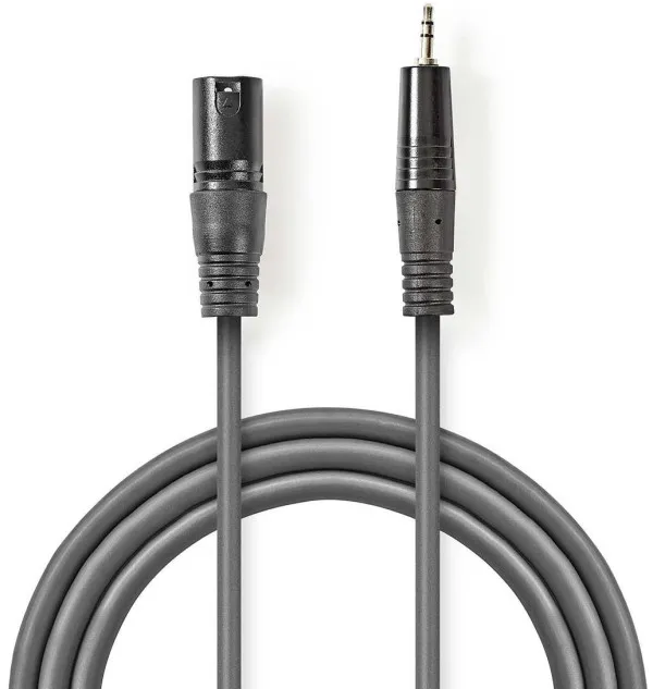 NEDIS COTH15300GY30, Balansirani audio kabl, XLR 3-pinski muški, 3,5 mm muški, Niklovani, 3,00 m, PVC Slika 2