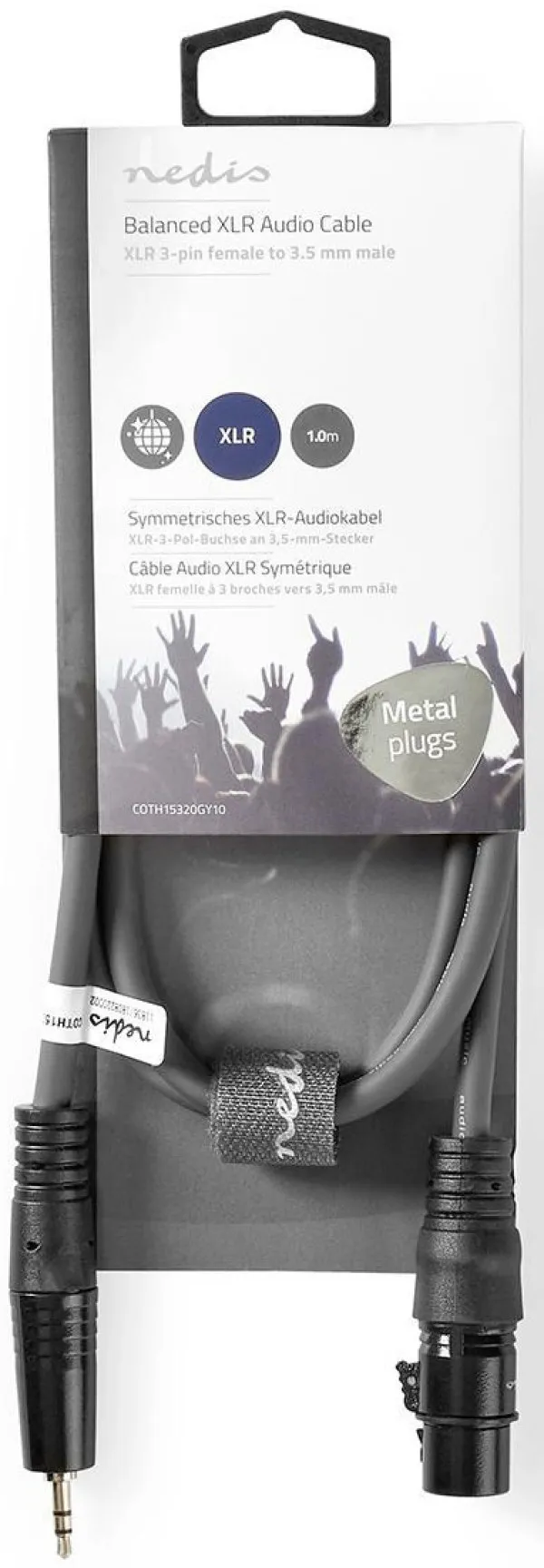 NEDIS COTH15320GY10, Balansirani audio kabl, XLR 3-pinski ženski, 3,5 mm muški, Niklovani, 1,00 m, PVC Slika 2