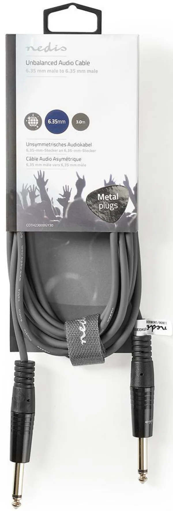 NEDIS COTH23000GY30 Mono audio kabl, 6,35 mm muški, 6,35 mm muški, Niklovani, 3,00 m, PVC Slika 1