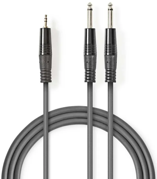 NEDIS COTH23200GY30, Stereo audio kabl, 2x 6,35 mm muški, 3,5 mm muški, Niklovani, 3,00 m, Okrugli, sivi Slika 2