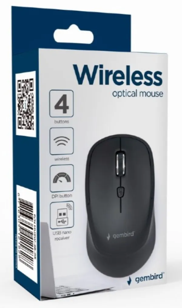 MUSW-4B-05 Gembird Bezicni mis 2,4Ghz Opticki USB 800-1600Dpi 4-button black 99mm Slika 4