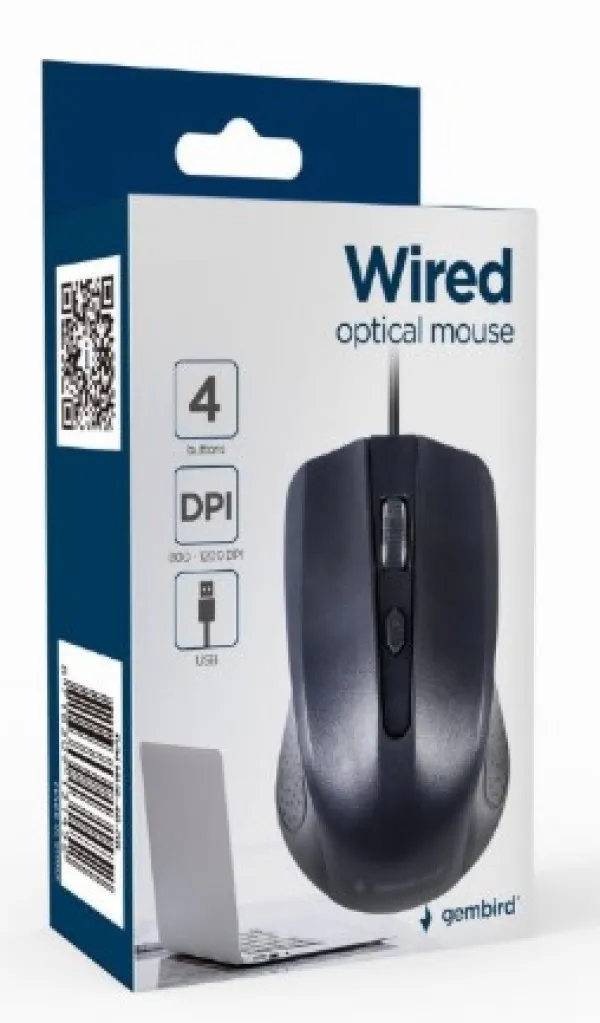 MUS-4B-01L Gembird Opticki mis 800-1200Dpi 4-button black 99mm USB kabl 1,8m Slika 3