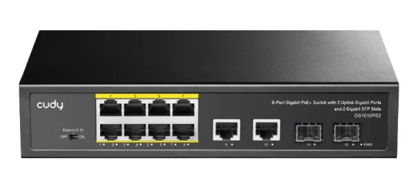 Cudy GS1010PS2 8-Port Gigabit PoE+ Switch with 2 Gigabit Uplink ports and 2 Gigabit SFP slot 120W Slika 2