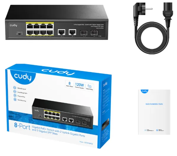 Cudy GS1010PS2 8-Port Gigabit PoE+ Switch with 2 Gigabit Uplink ports and 2 Gigabit SFP slot 120W Slika 7