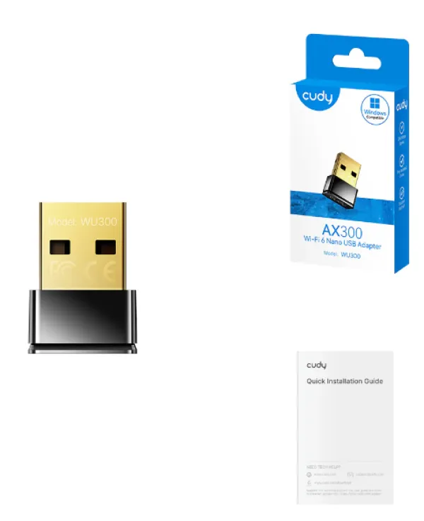 Cudy WU300, AX300 Wi-Fi 6 Nano USB adapter, 2.4 GHz, 286 Mbps Slika 2