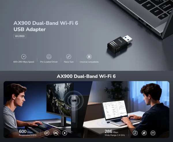 Cudy WU900, AX900 Dual-Band Wi-Fi 6 USB Adapter, 2.4 GHz,286 Mbps Slika 4