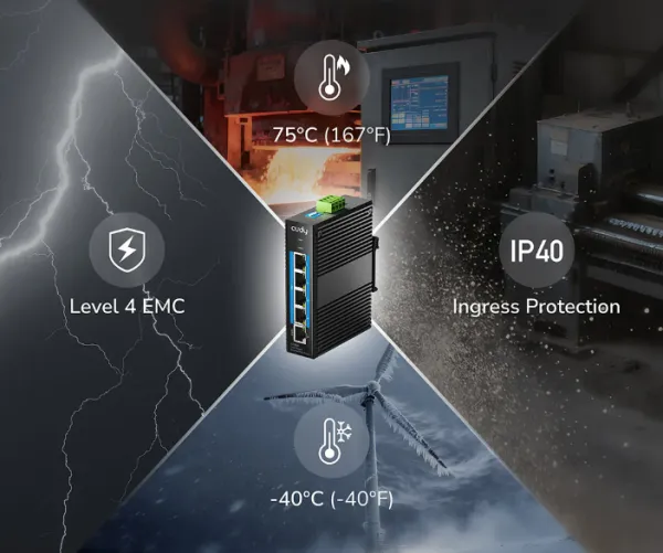 Cudy IG1005P 5-Port Gigabit Industrial PoE+ Switch 10/100/1000Mbps Slika 7