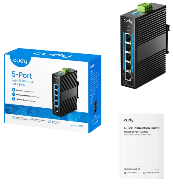 Cudy IG1005P 5-Port Gigabit Industrial PoE+ Switch 10/100/1000Mbps Slika 9