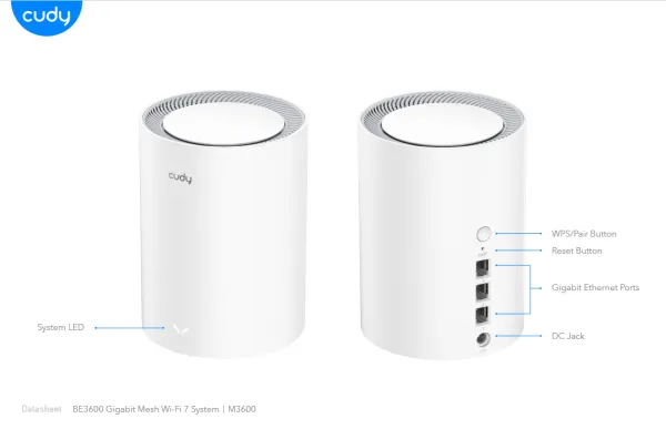 Cudy M3600(1-Pack), BE3600 Gigabit Mesh Wi-Fi 7 System, 2882 Mbps + 688 Mbps IPv6 Slika 5