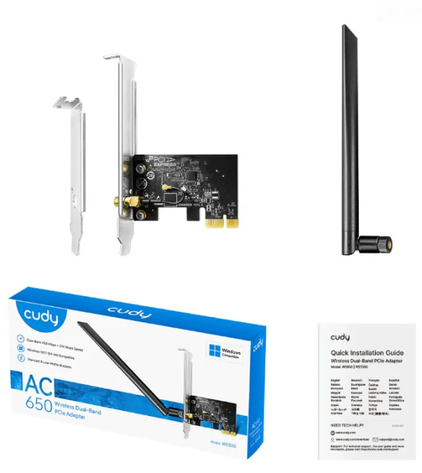 Cudy WE650,AC650  Bezicni PCI-E adapter sa dva opsega, 433 Mbps + 200 Mbps ,Dual-Band Wi-Fi 5 Slika 5