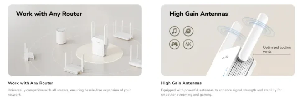 Cudy RE300, N300 Mesh Wi-Fi Range Extender,2.4 GHz Wi-Fi Speed, 300 Mbps Slika 2