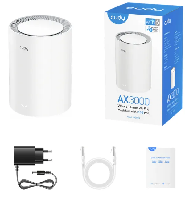 Cudy M3000 2.0, 1-Pack AX3000 2.5G Mesh Wi-Fi 6 System White,4-Stream Dual-Band,2402 Mbps + 574 Mbps Slika 8