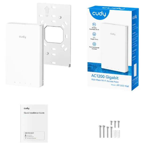 Cudy AP1300 Wall, AC1200 Zidna pristupna tacka,4-Stream Dual-Band Wi-Fi 5,867 Mbps + 300 Mbps Slika 8