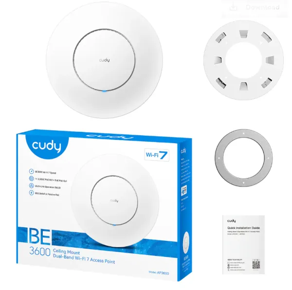 Cudy AP3600P,BE3600 2.5G Wi-Fi 7 Access Point, 4-Stream Dual-Band Wi-Fi 7,2882 Mbps + 688 Mbps Slika 4