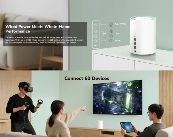 Cudy M1500 1-Pack,AX1500 Gigabit Mesh Wi-Fi 6 System,1201 Mbps + 300 Mbps Wi-Fi Slika 2