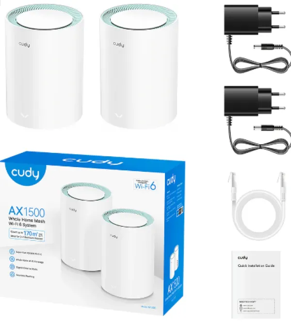Cudy M1500 2-Pack,AX1500 Gigabit Mesh Wi-Fi 6 System,1201 Mbps + 300 Mbps Wi-Fi Slika 3