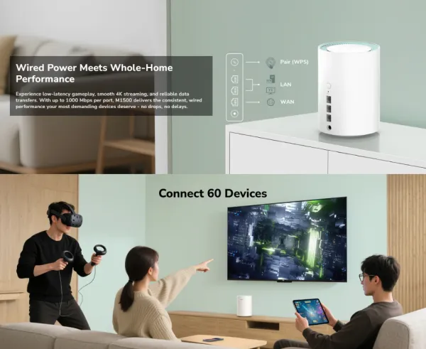 Cudy M1500 2-Pack,AX1500 Gigabit Mesh Wi-Fi 6 System,1201 Mbps + 300 Mbps Wi-Fi Slika 6